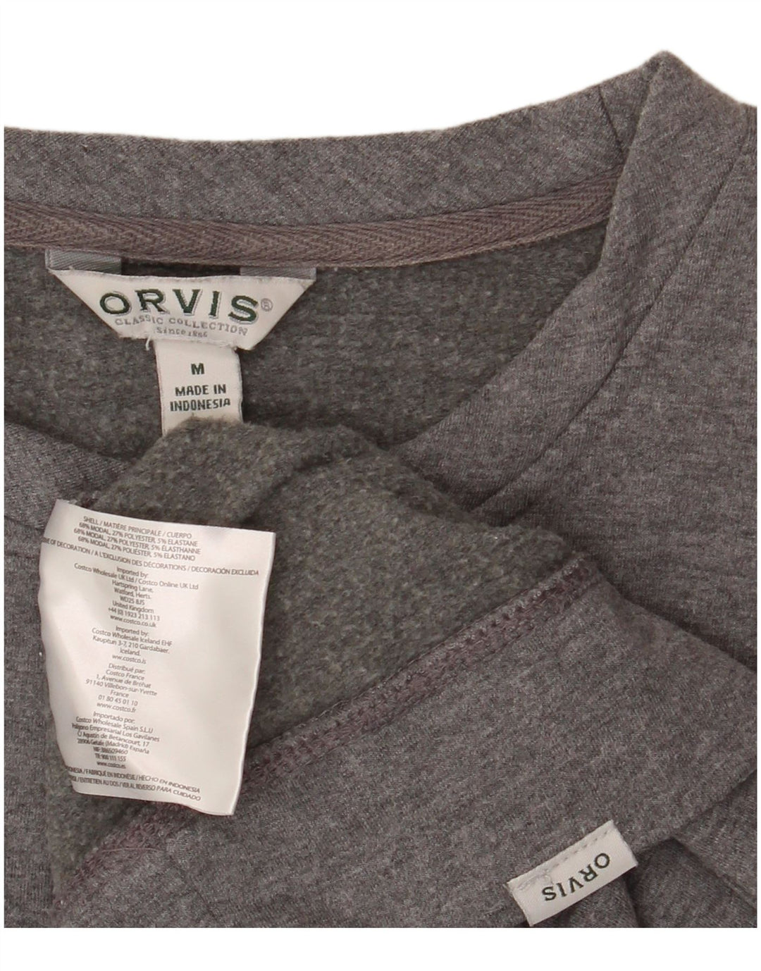 ORVIS Moletom Masculino Jumper Médio Cinza Modal