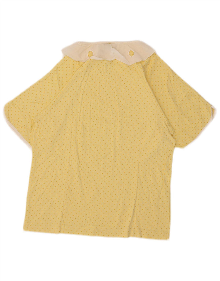 Blusa feminina vintage US 4 pequeno algodão manchado amarelo