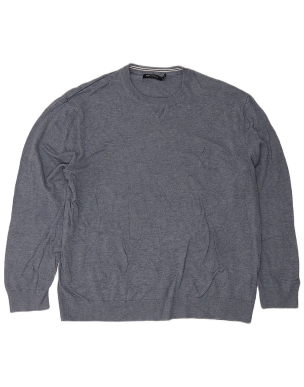 Suéter masculino Nautica com gola redonda 2XL algodão azul
