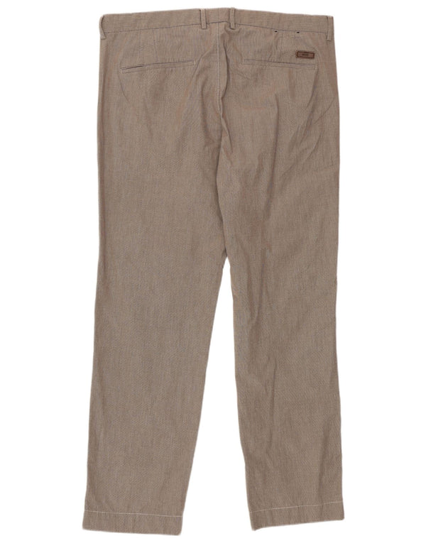 Calça masculina Hugo Boss de terno reto IT 50 grande W32 L30 marrom xadrez