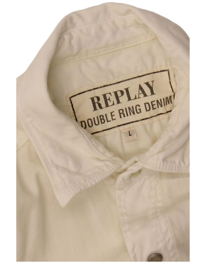 Camisa gráfica masculina REPLAY grande off white