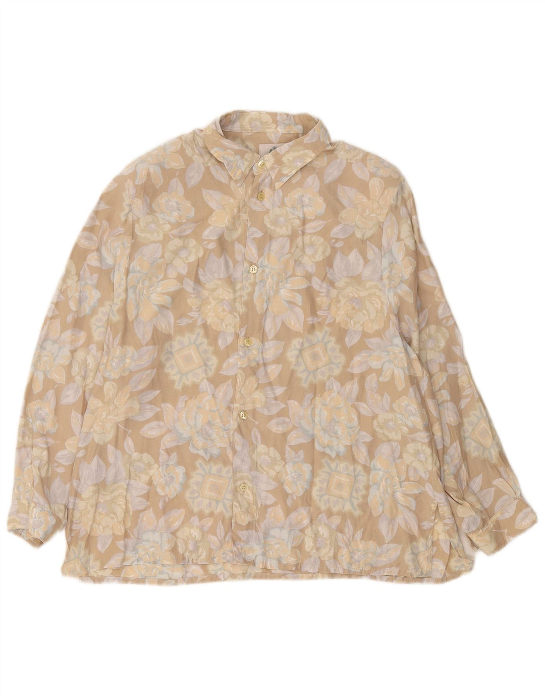 Camisa feminina Colombus UK 14 grande bege floral