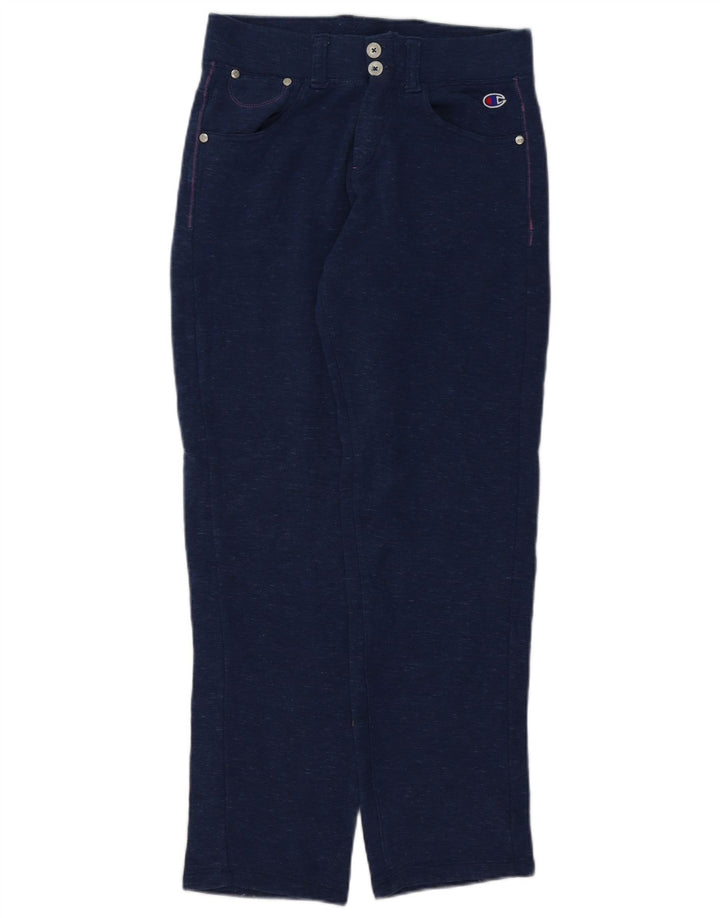 CHAMPION Calça feminina casual Heritage pequena W26 L29 azul marinho manchada
