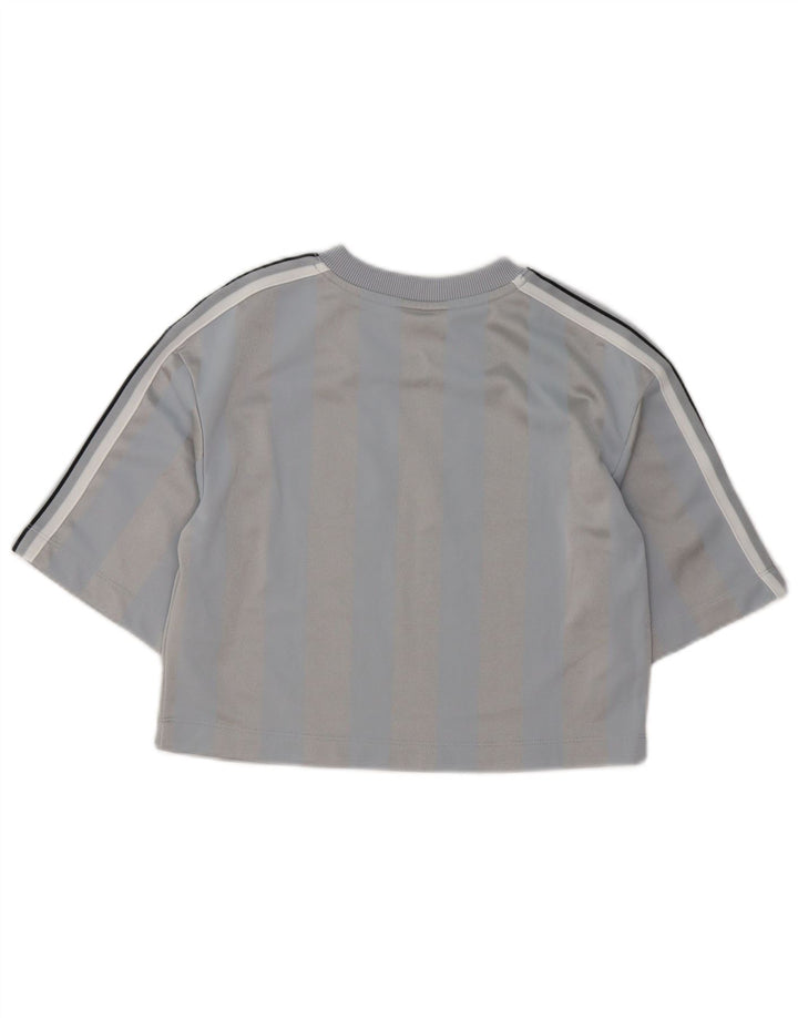 Camiseta Nike Feminina Crop Top UK 10 Pequena Listrada Cinza Poliéster