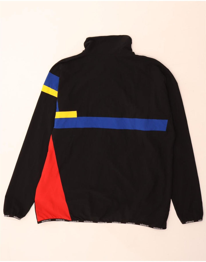 ADIDAS Mens Tracksuit Top Jacket Grande Preto Colourblock Nylon