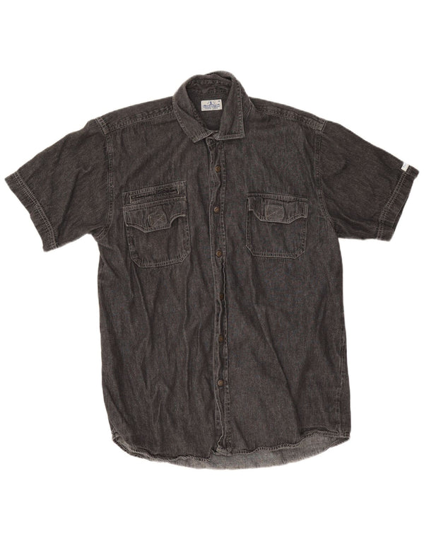 Camisa jeans masculina de manga curta Giani Feroti preta média
