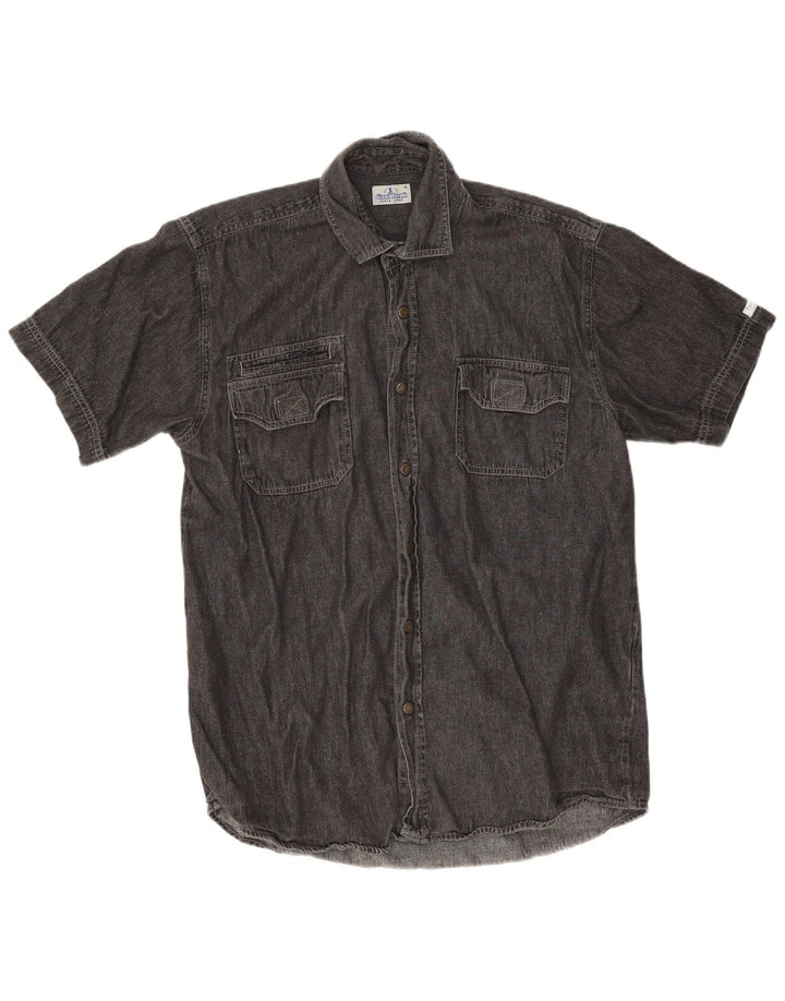 Camisa jeans masculina de manga curta Giani Feroti preta média