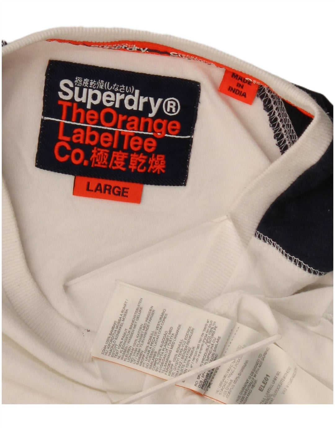 Top masculino Superdry manga comprida grande algodão colorblock branco