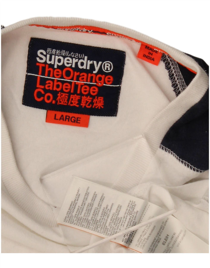 Top masculino Superdry manga comprida grande algodão colorblock branco