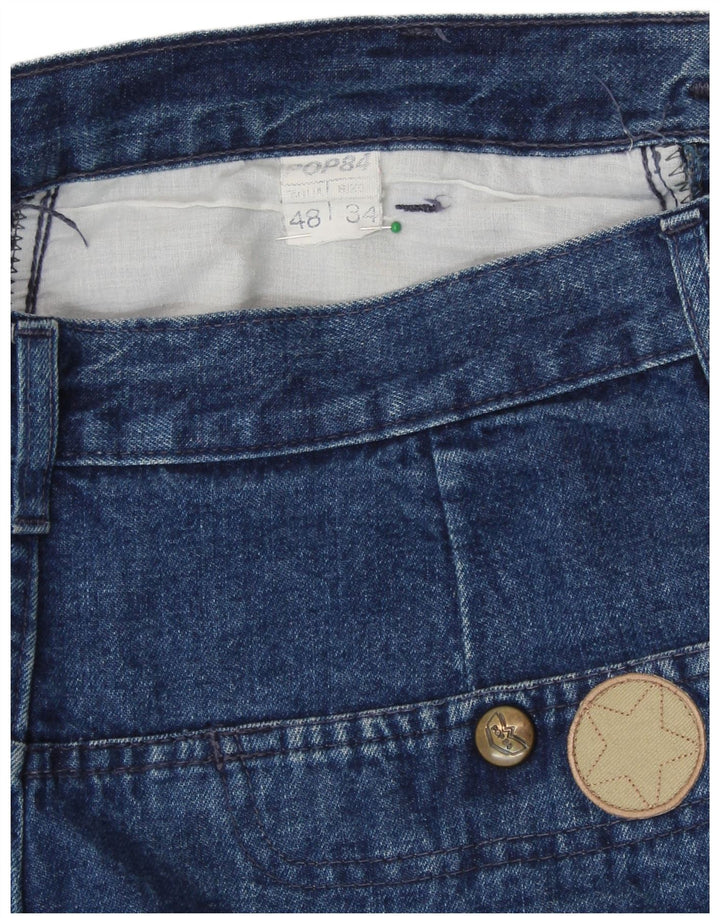 POP 84 Calça jeans feminina cintura alta cônica IT 48 XL W34 L32 algodão azul