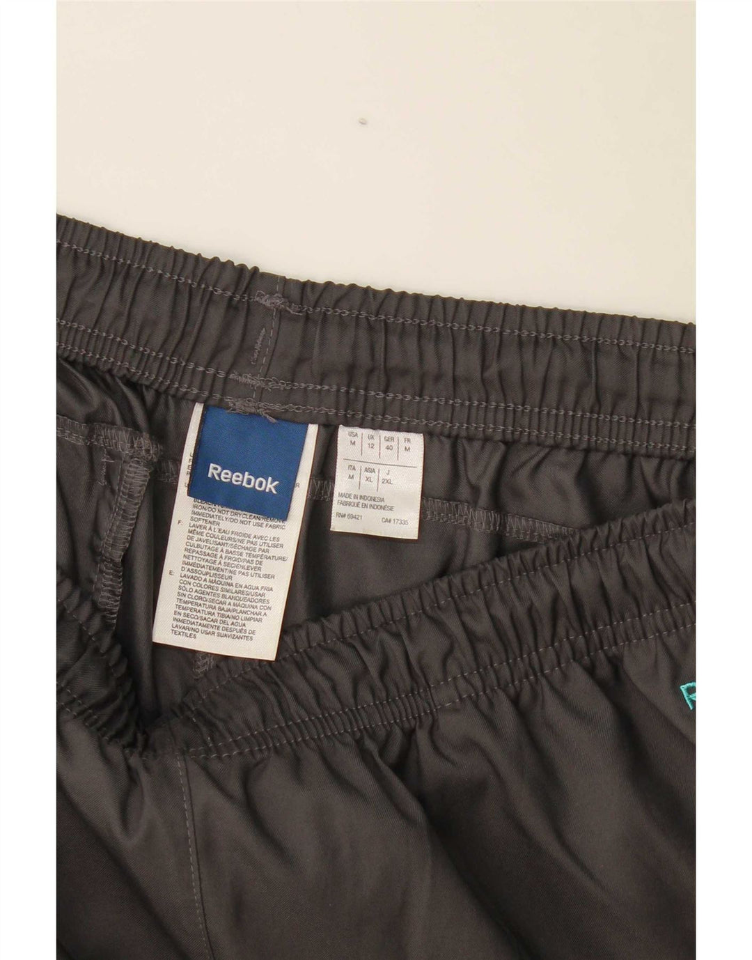 Calça de treino feminina Reebok UK 12 poliéster colorblock cinza médio