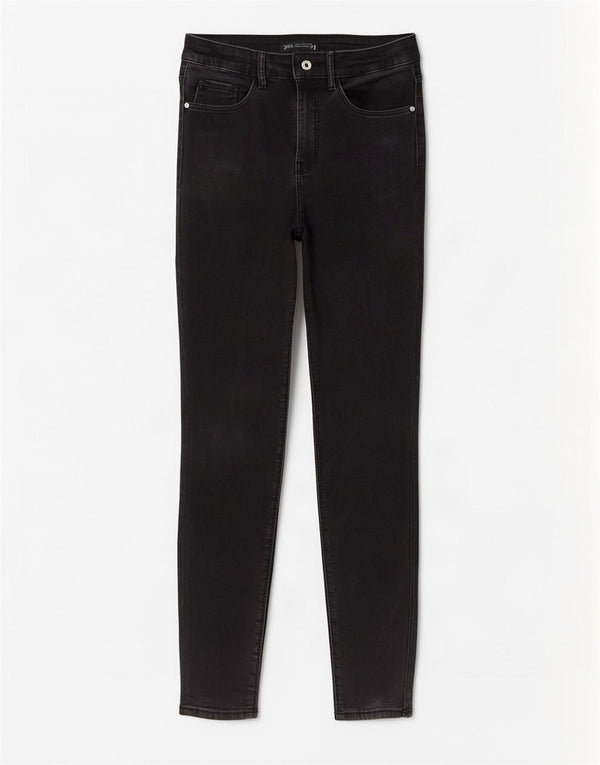 Zara Jeans Skinny Feminino EU 38 Pequeno W28 L27 Algodão Preto
