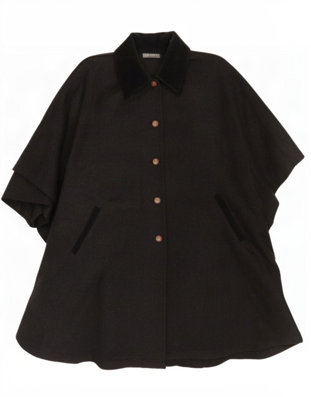 Casaco Poncho Feminino Superior Tamanho Único Lã Colourblock Cinza