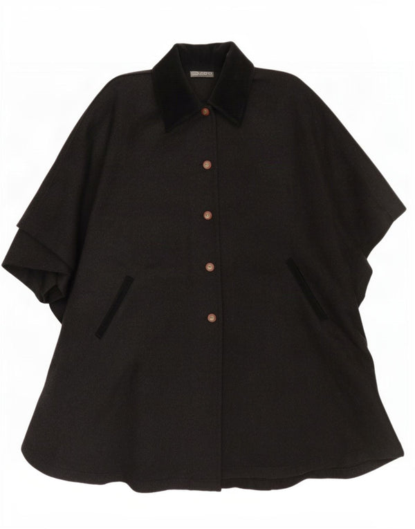 Casaco Poncho Feminino Superior Tamanho Único Lã Colourblock Cinza