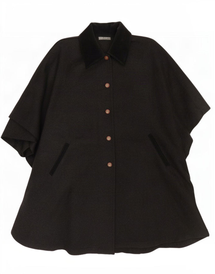 Casaco Poncho Feminino Superior Tamanho Único Lã Colourblock Cinza