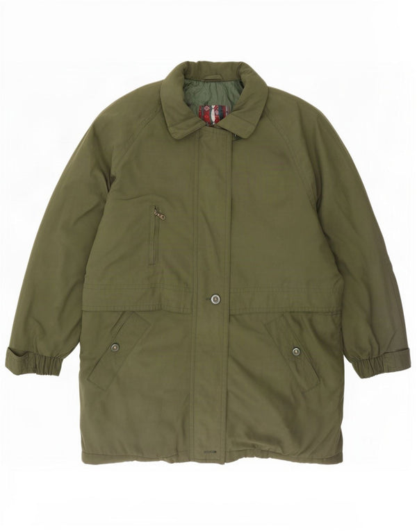 Casaco corta-vento feminino vintage UK 14 poliéster verde grande