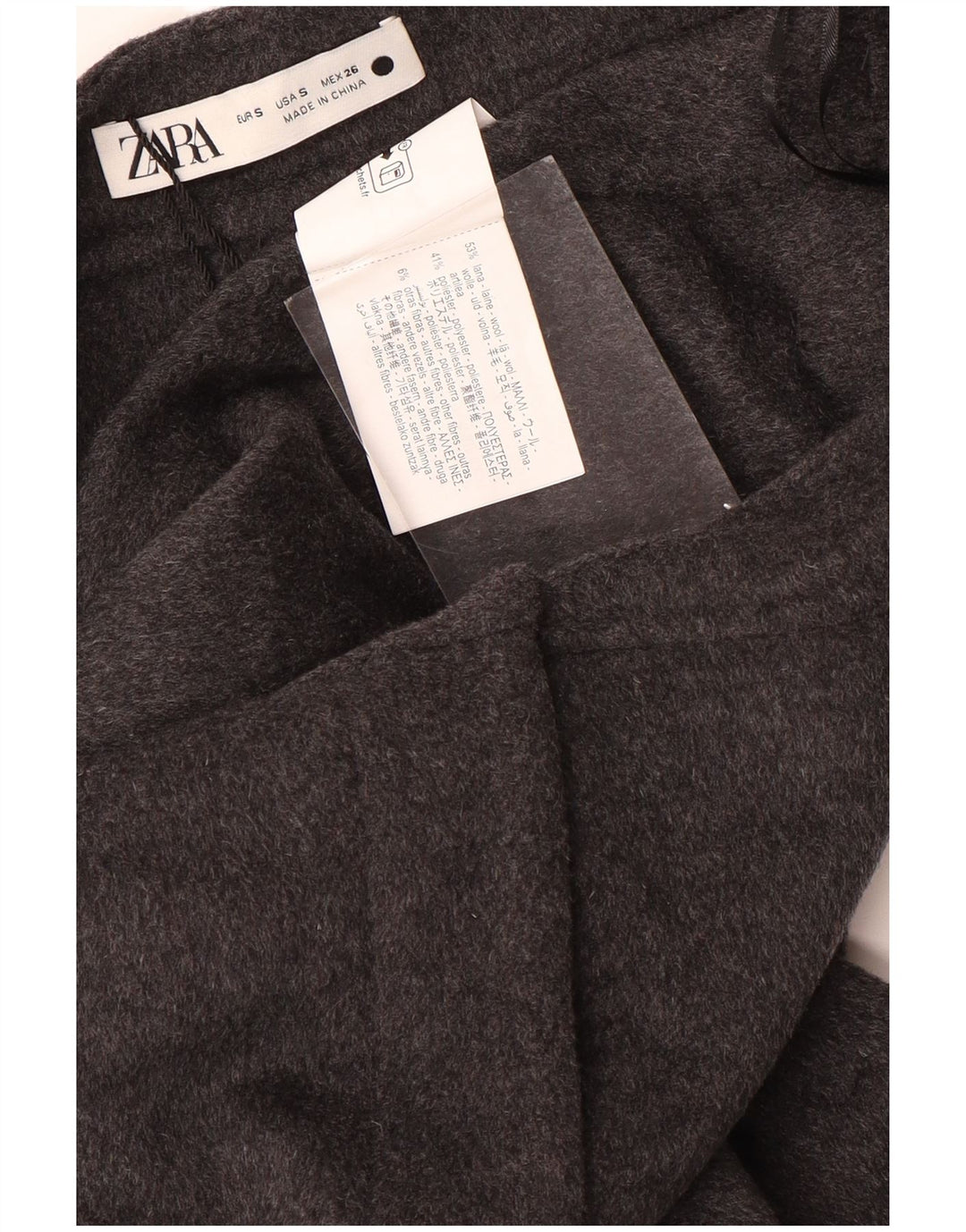 Zara Saia feminina Maxi A-Line pequena W28 lã cinza
