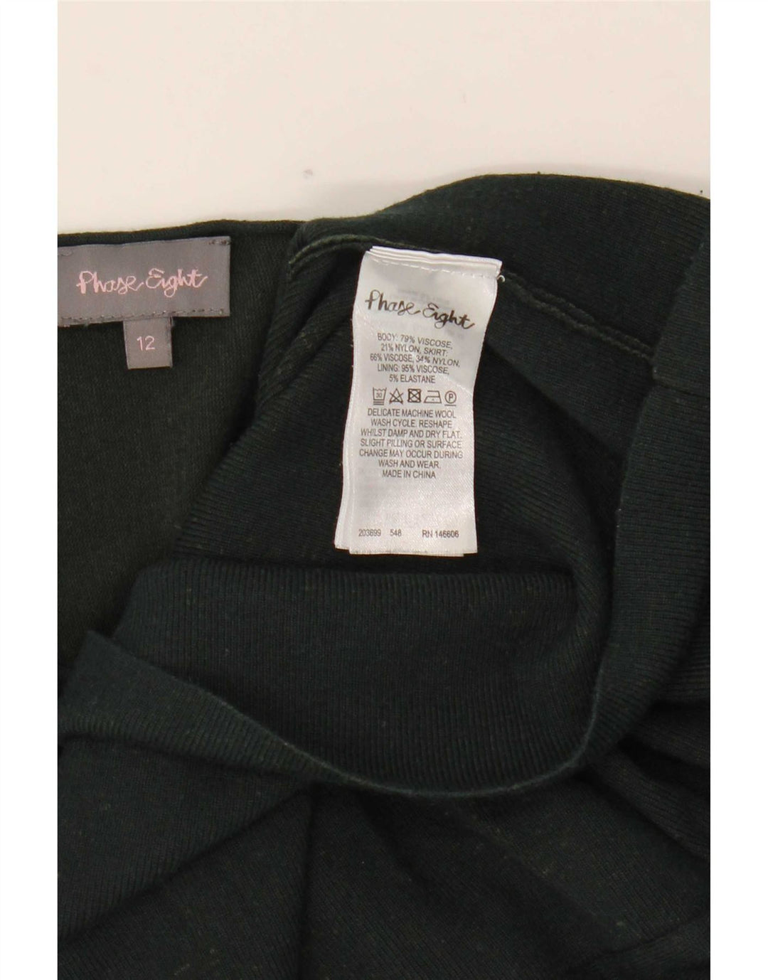 Vestido jumper feminino de grandes dimensões da Phase Eight Reino Unido 12 viscose verde médio