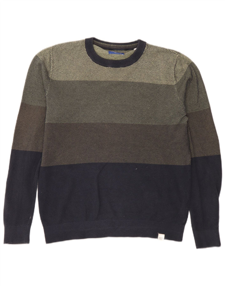 Suéter masculino Jack & Jones com gola redonda, bloco colorido médio multicolorido