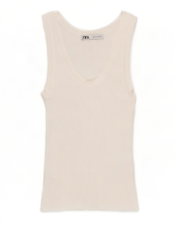 Colete feminino Zara UK 8 pequeno viscose branca