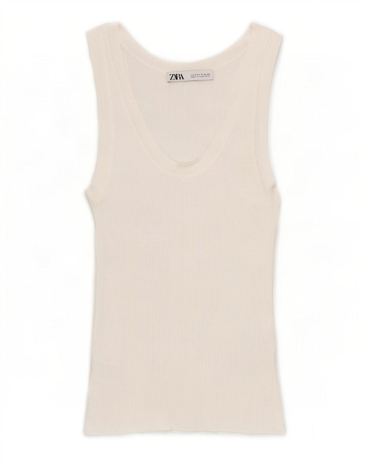 Colete feminino Zara UK 8 pequeno viscose branca