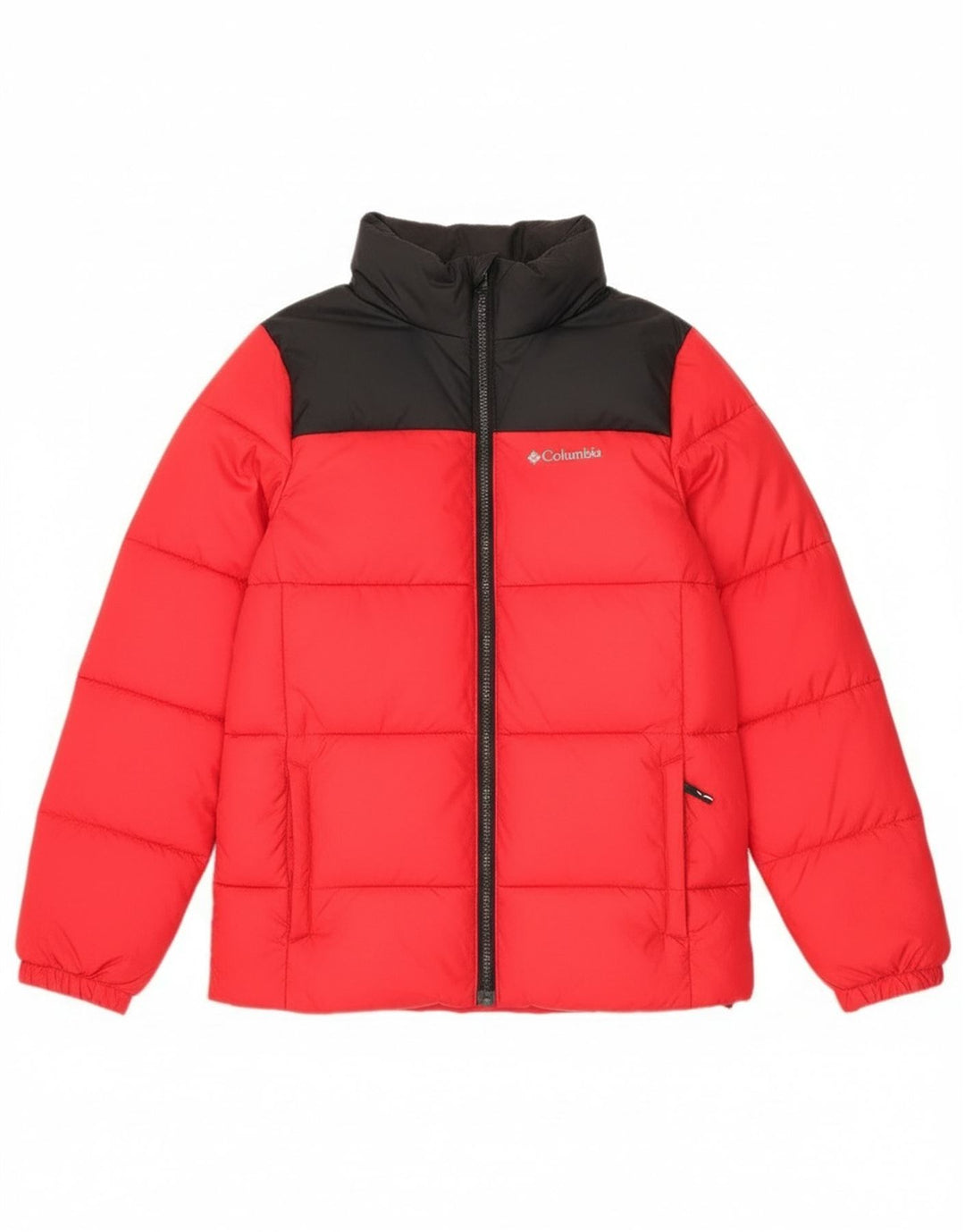 Jaqueta acolchoada Columbia Boys 14-15 anos grande poliéster colorblock vermelho