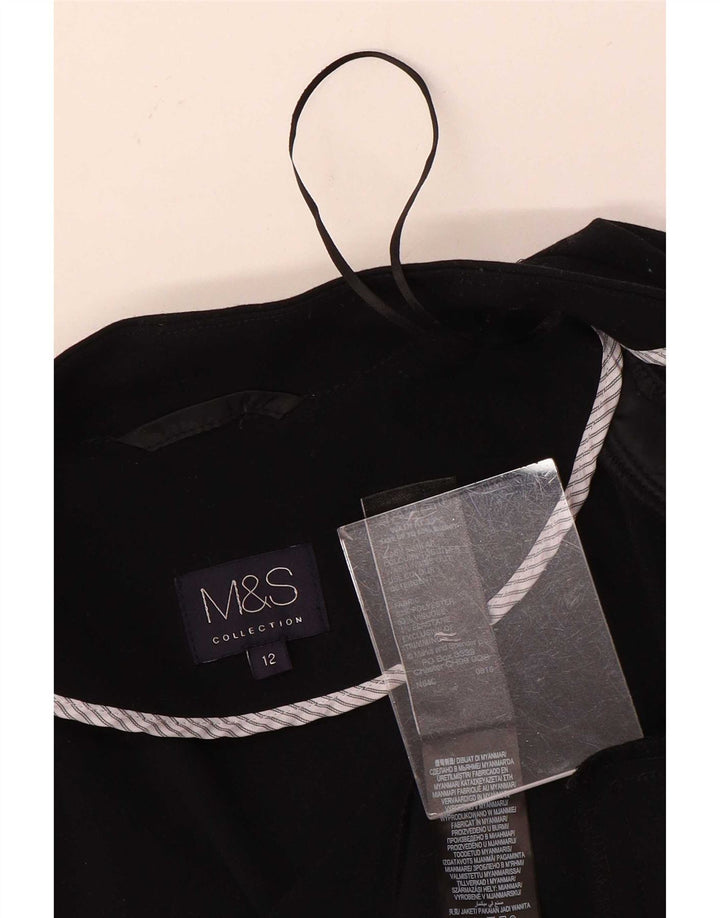 Jaqueta Blazer aberta feminina Marks & Spencer Reino Unido 12 poliéster preto médio