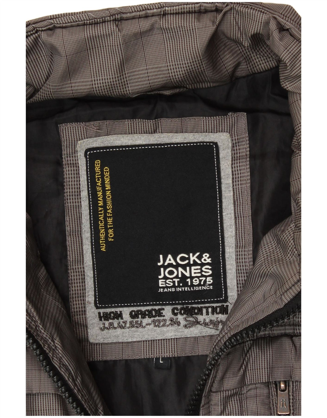 Colete masculino JACK & JONES UK 40 grande xadrez cinza