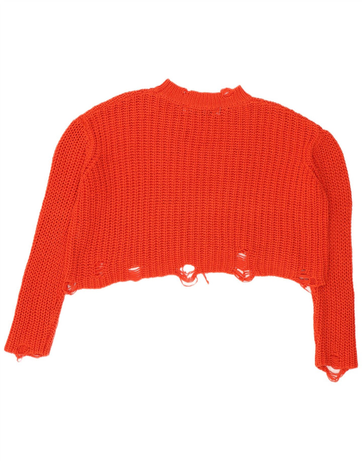 Suéter feminino Zara com gola tartaruga grande e grande, Reino Unido 10 pequeno laranja
