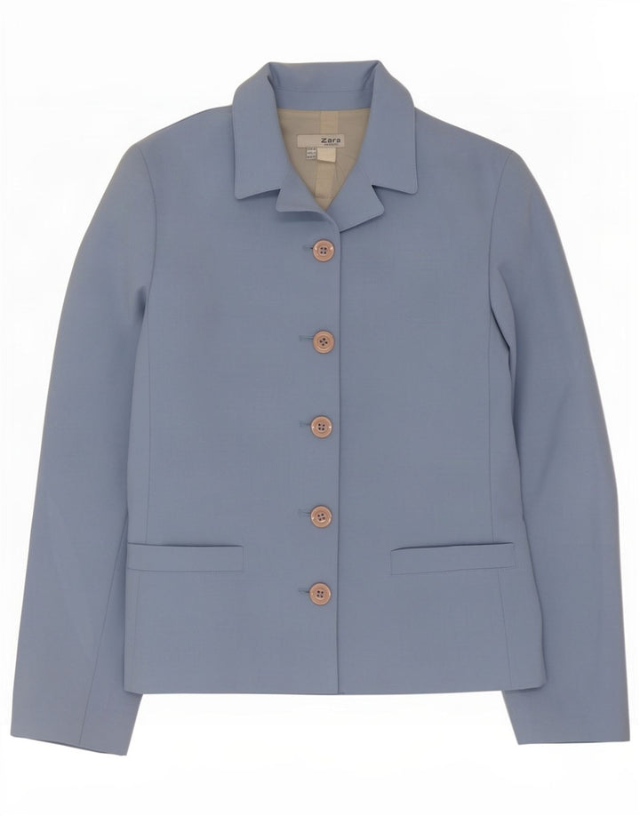 Jaqueta blazer feminina Zara com 5 botões EU 36 XS azul poliéster