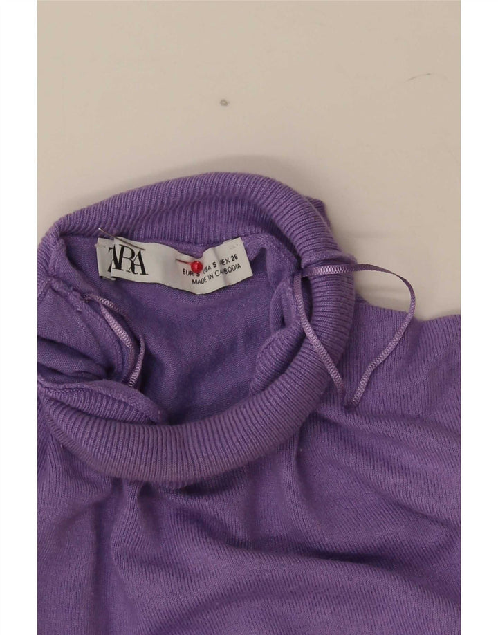 Suéter feminino Zara com gola tartaruga, Reino Unido 10 pequeno roxo