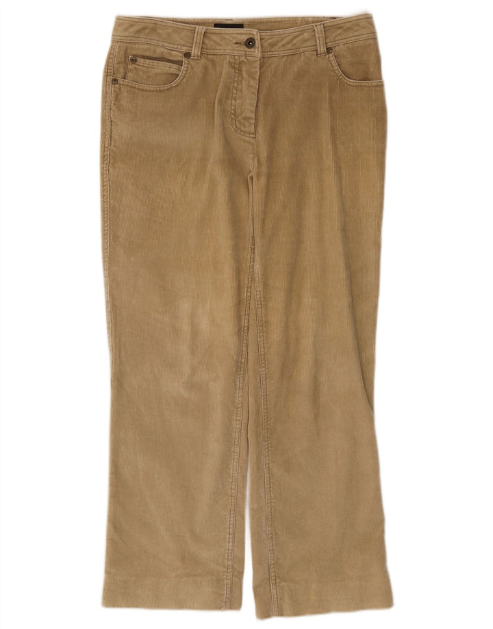 Calça feminina de veludo cotelê Sergio Tacchini IT 42 médio W32 L26 bege
