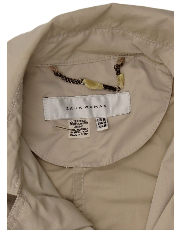 Jaqueta feminina Zara com peito duplo UK 12 poliéster cinza médio