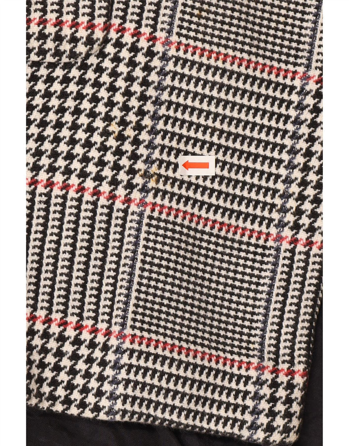 Sobretudo aberto feminino Zara Reino Unido 10 pequeno algodão houndstooth azul marinho