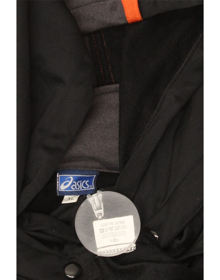 ASICS Mens Hooded Tracksuit Top Jacket XL Preto Colourblock Poliéster