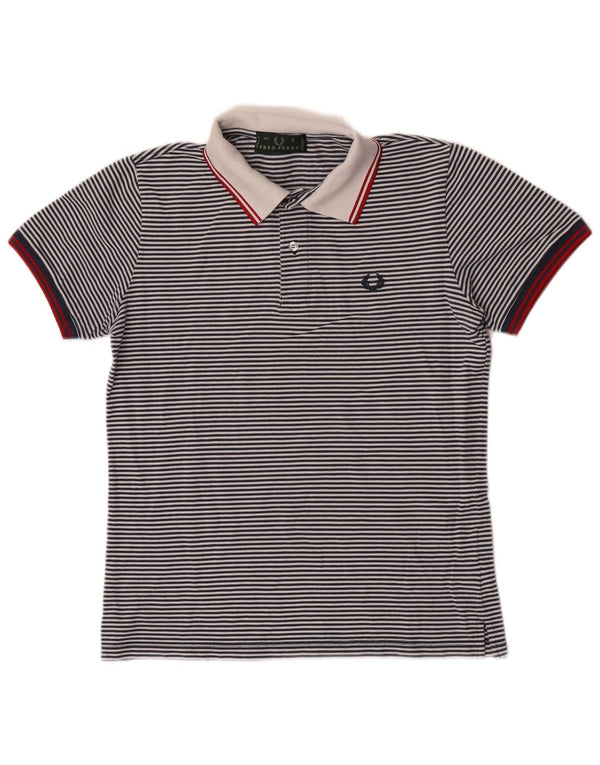 Camisa polo masculina Fred Perry pequena listrada azul marinho de algodão
