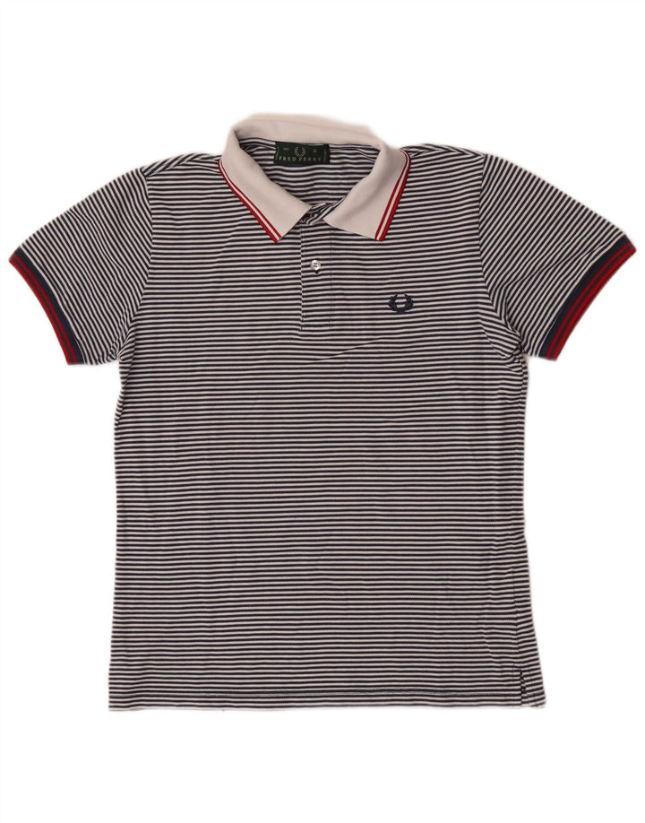 Camisa polo masculina Fred Perry pequena listrada azul marinho de algodão
