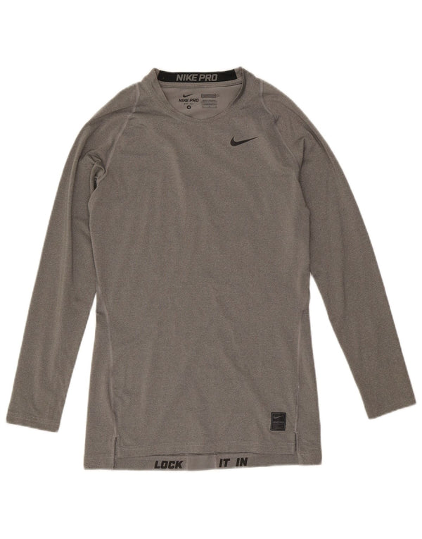 Nike Mens Dri Fit Top Manga Longa Cinza Médio Colourblock Poliéster