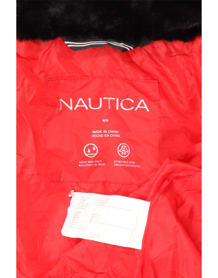 Jaqueta feminina acolchoada com capuz Nautica UK 14 poliéster vermelho médio