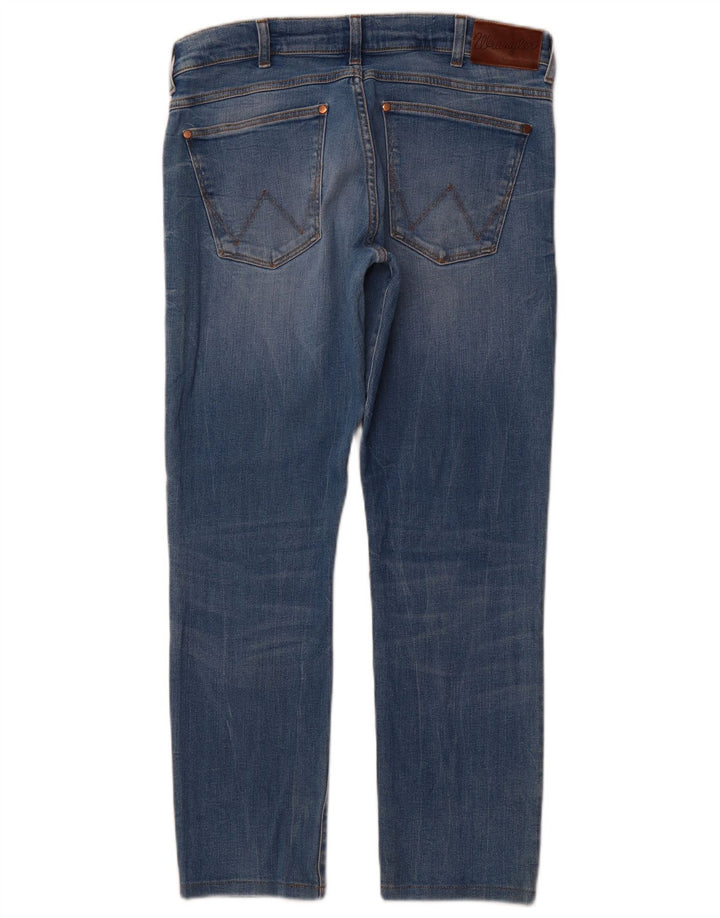 WRANGLER Masculino Larston Slim Jeans W32 L29 Azul Algodão