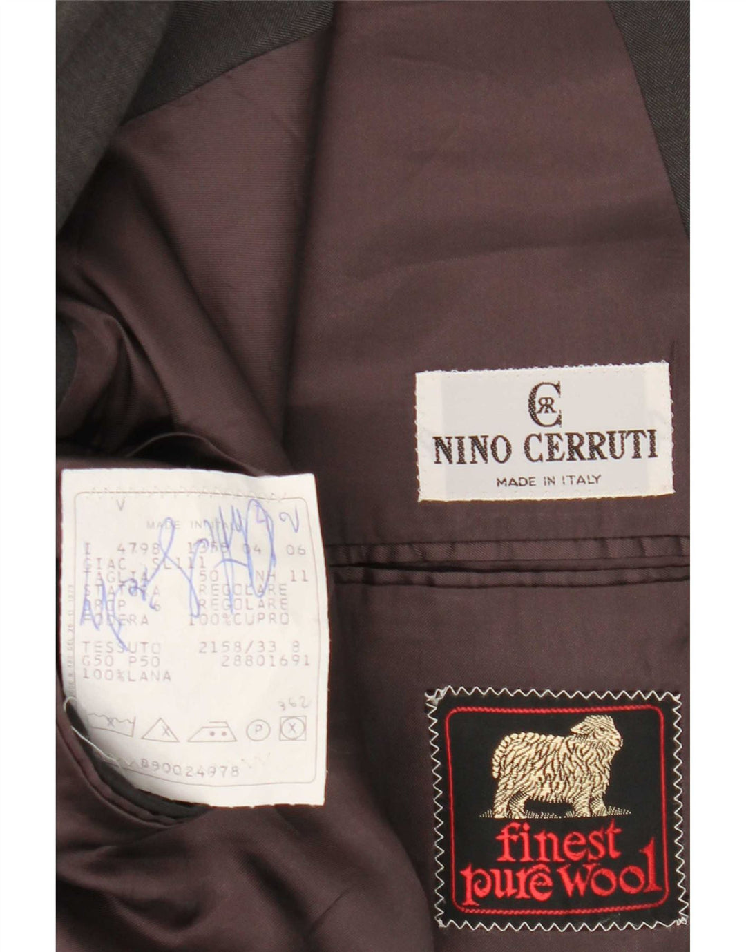 Jaqueta blazer masculina Nino Cerruti com peito duplo IT 50 grande lã cinza