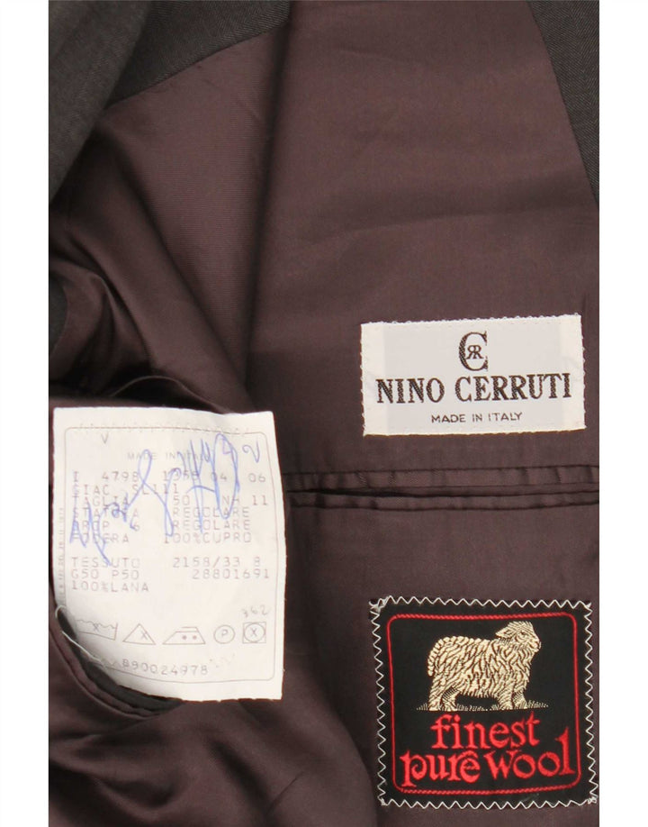 Jaqueta blazer masculina Nino Cerruti com peito duplo IT 50 grande lã cinza