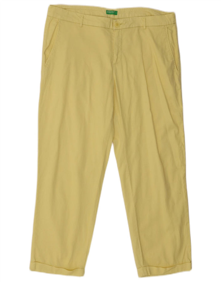 Calça feminina cortada reta BENETTON W34 L24 amarela