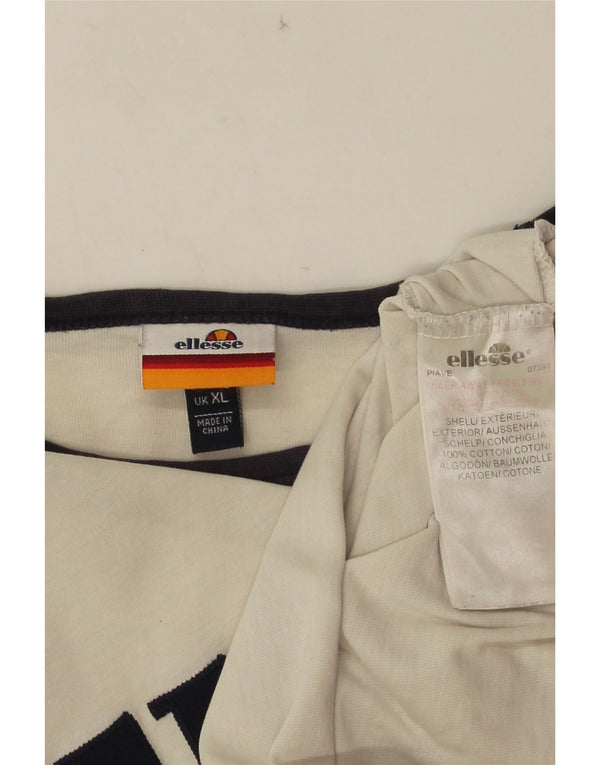 Ellesse camiseta feminina gráfica top UK 18 XL branco colorblock algodão