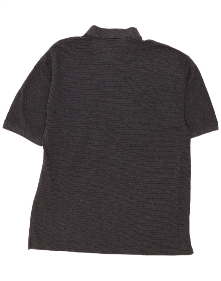 Camisa polo masculina de golfe DOCKERS grande algodão listrado cinza