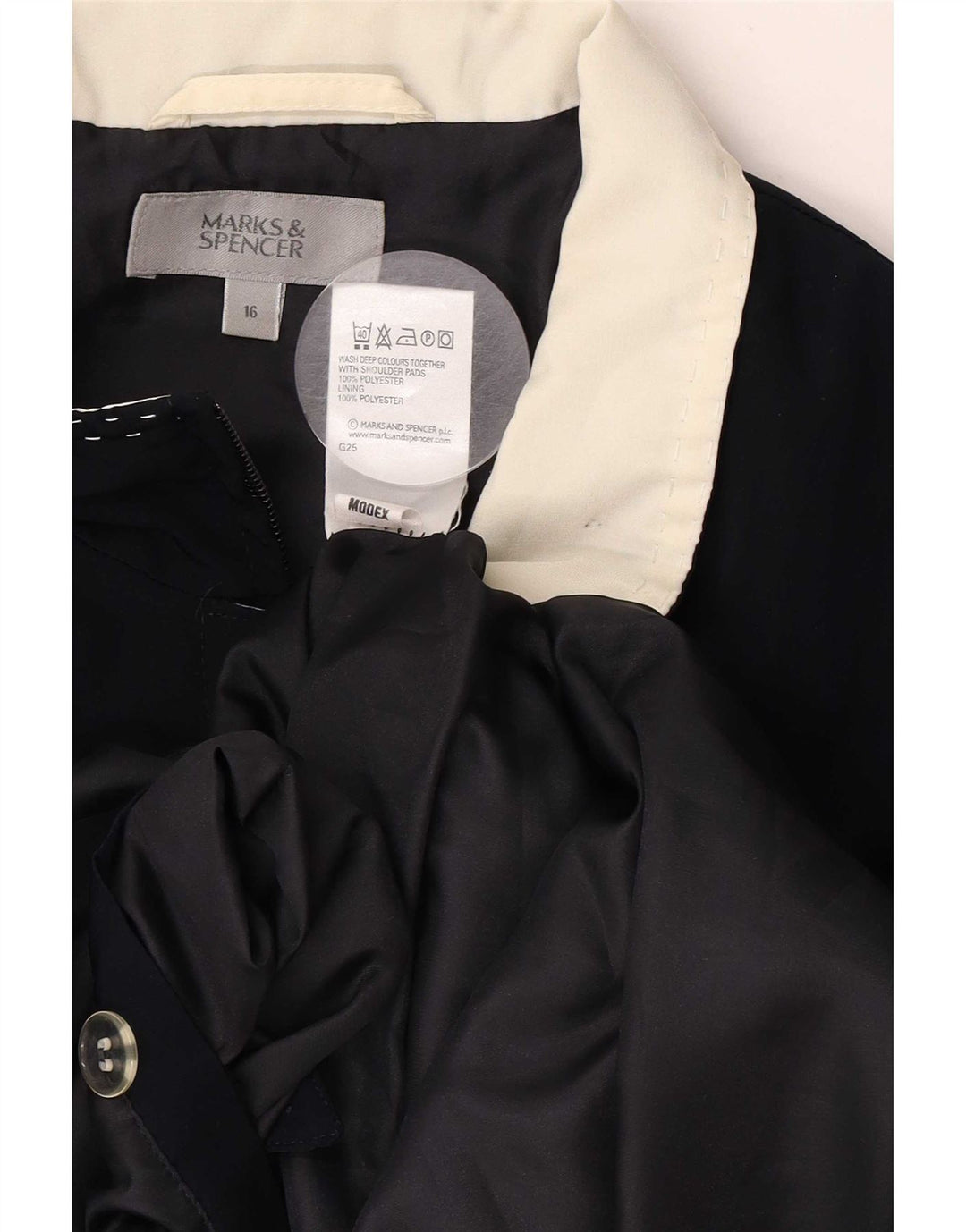 Jaqueta bomber feminina Marks & Spencer Reino Unido 16 grande poliéster azul marinho