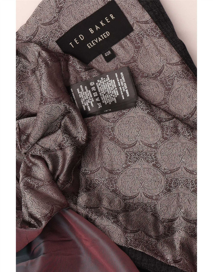 Colete masculino Ted Baker US 40 grande lã xadrez cinza