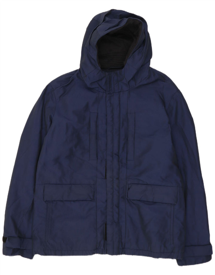 Jaqueta corta-vento masculina CALVIN KLEIN com capuz IT 56 3XL poliéster azul marinho