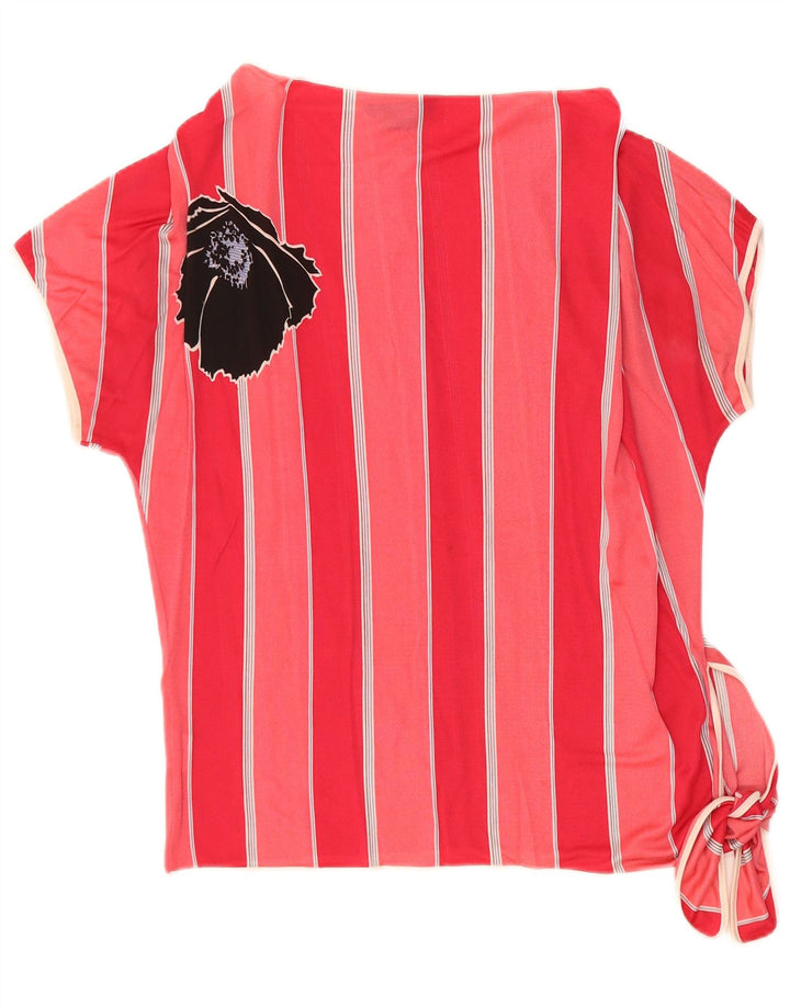 Blusa feminina VINTAGE Batwing Top IT 44 acrílico listrado vermelho médio