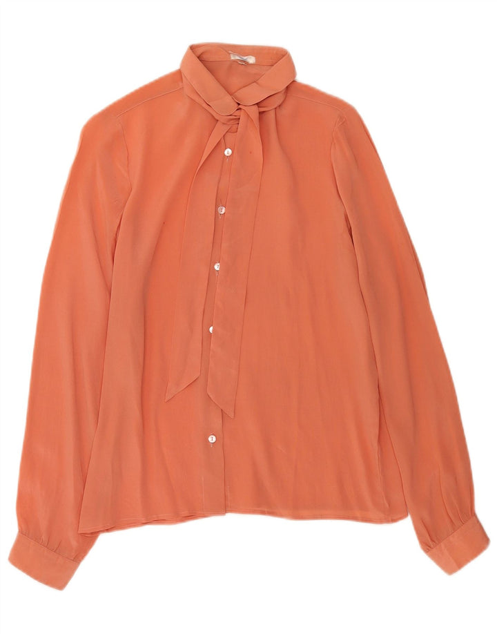 Blusa feminina vintage com gravata frontal IT 44 laranja médio